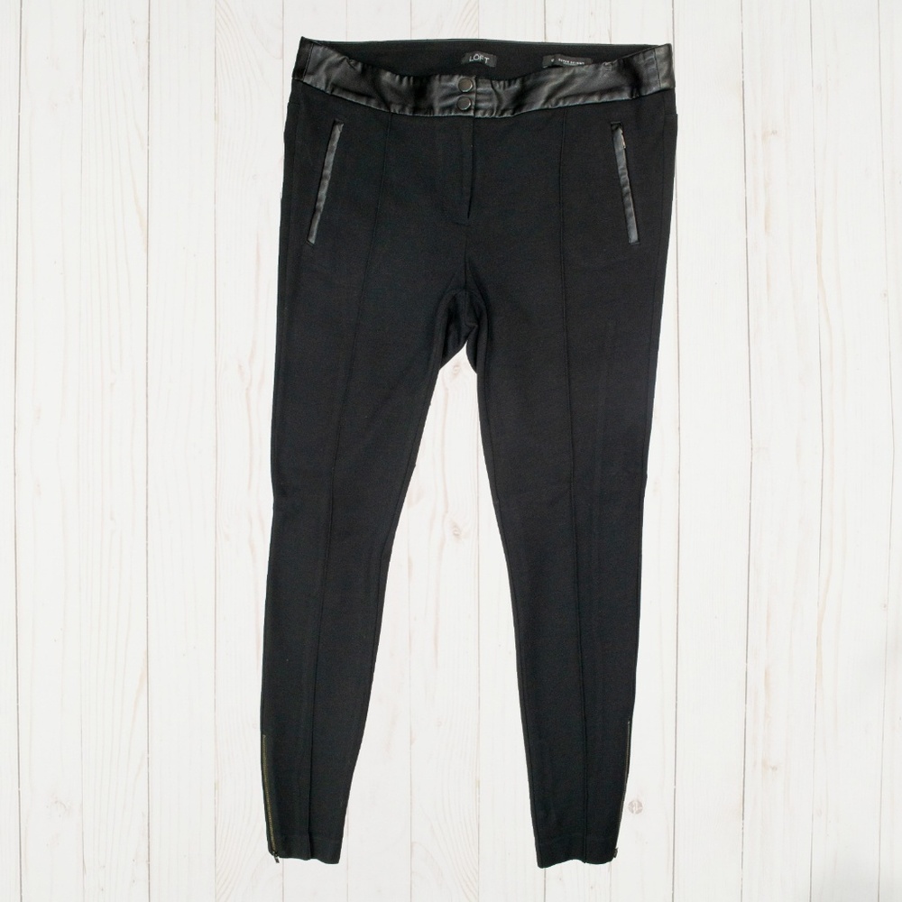 LOFT Marisa FAUX Leather Trim Super Skinny Legging